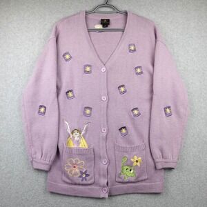 Disney Tangled Rapunzel Pascal Lanterns Sweater Women's SM Purple Embroidered